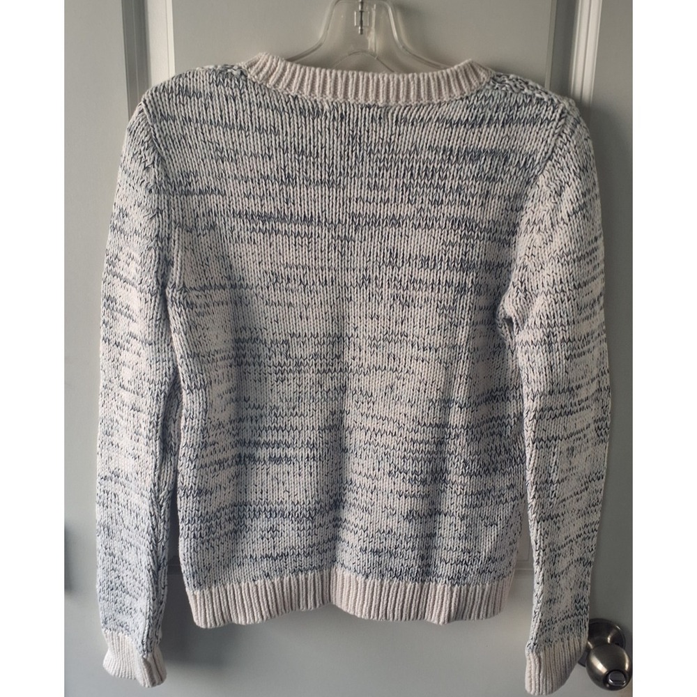 Banana Republic Women's Knit Sweater Small Cream Gray Textured Crewneck Cotton C - Picture 5 of 5
